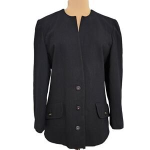 Gloria Sachs Blazer Womens Size 12 Black Wool Corpcore Career Jacket Workwear